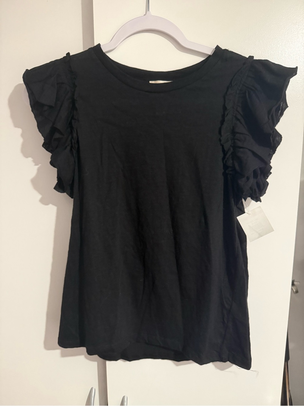 Industry Women's Black Ruffle Sleeve Top